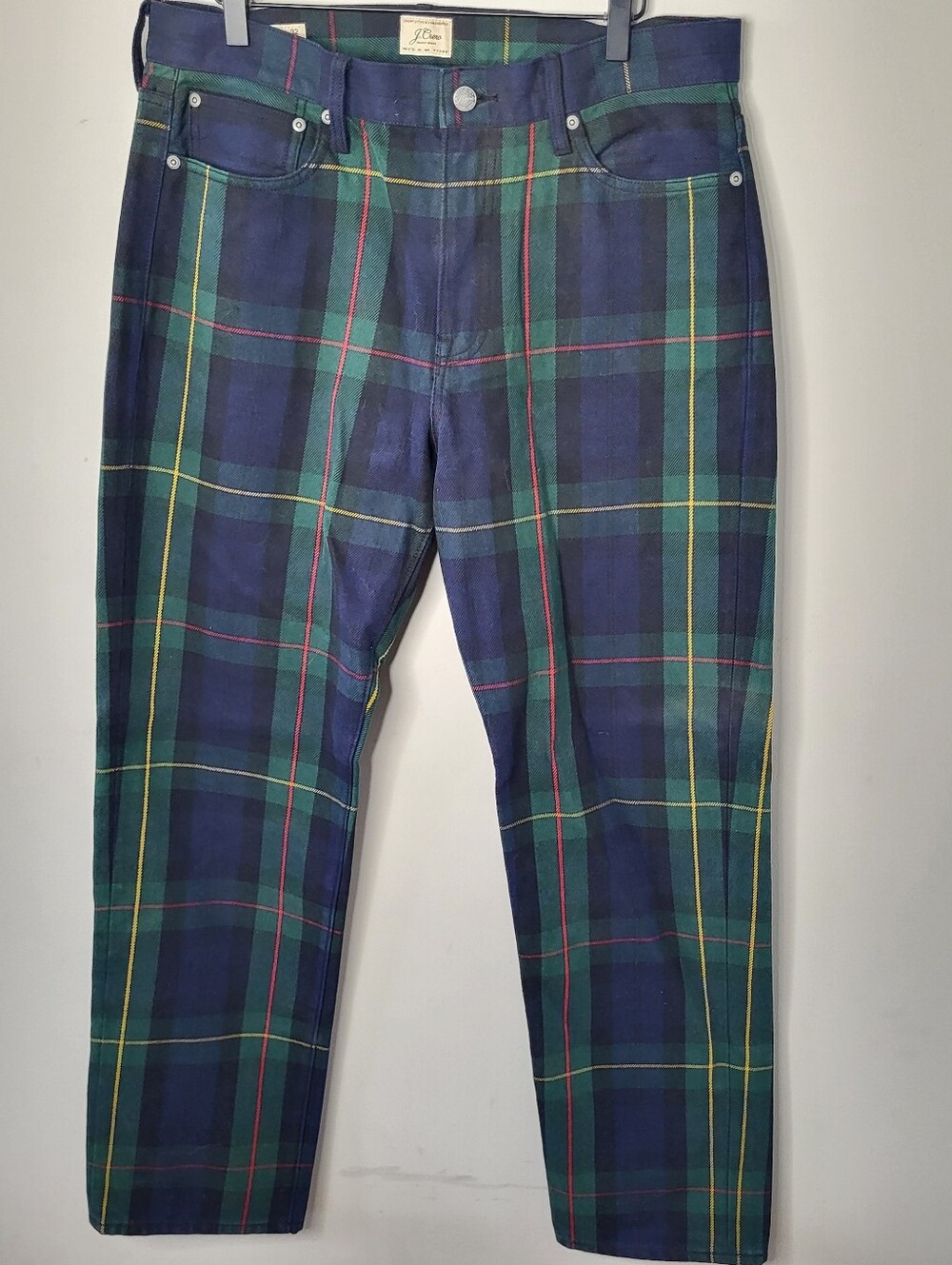 Crew Men's Tartan Plaid five-pocket pants Size 33x32